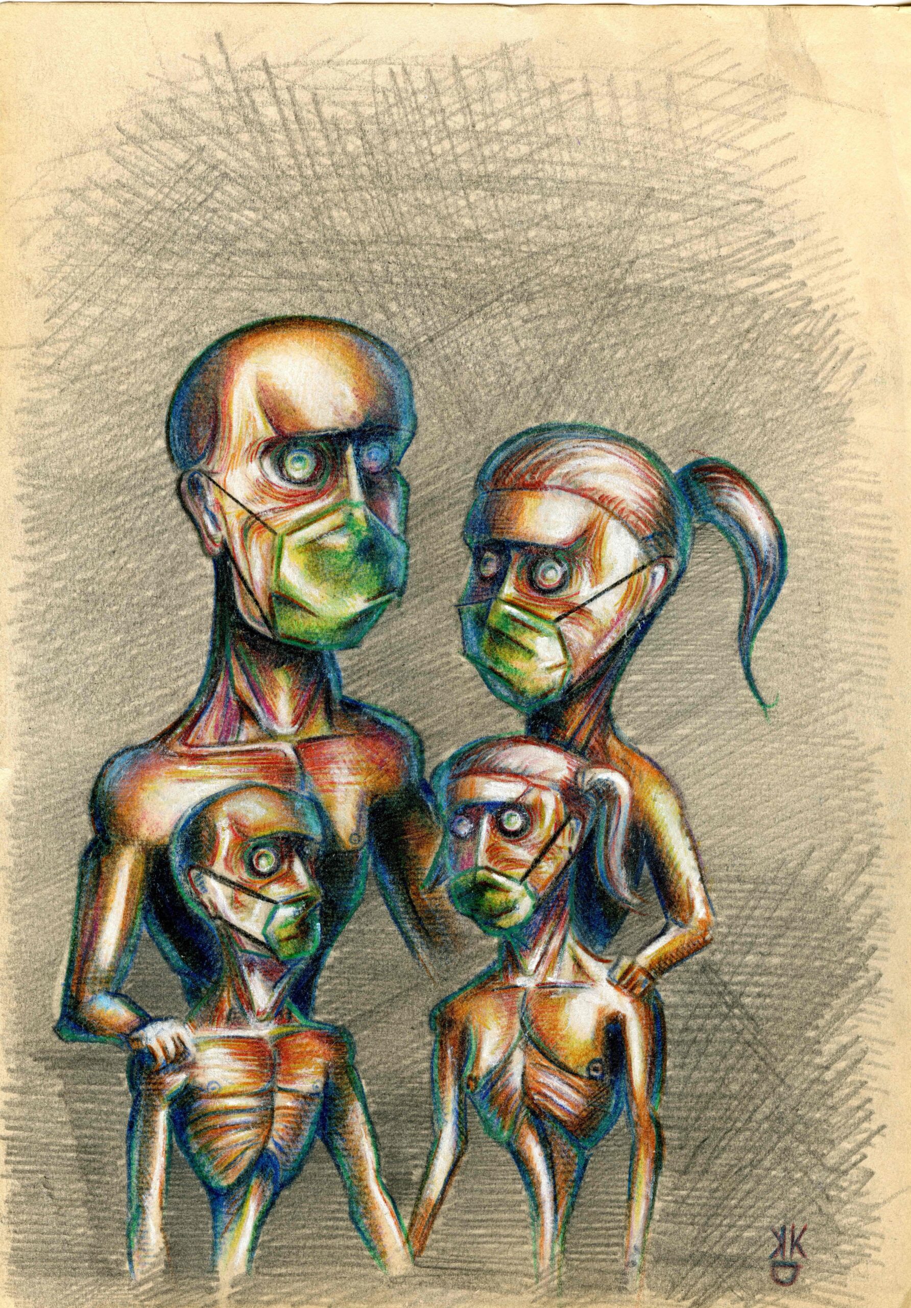 Family portrait from 2020, 2020, pencil, paper, 30 x 21 cm, 250 euro