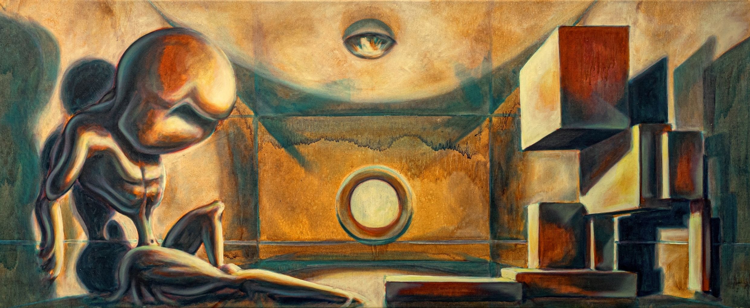 Opposites, 2019, oil, canvas, 47 x 111 x 3,5 cm