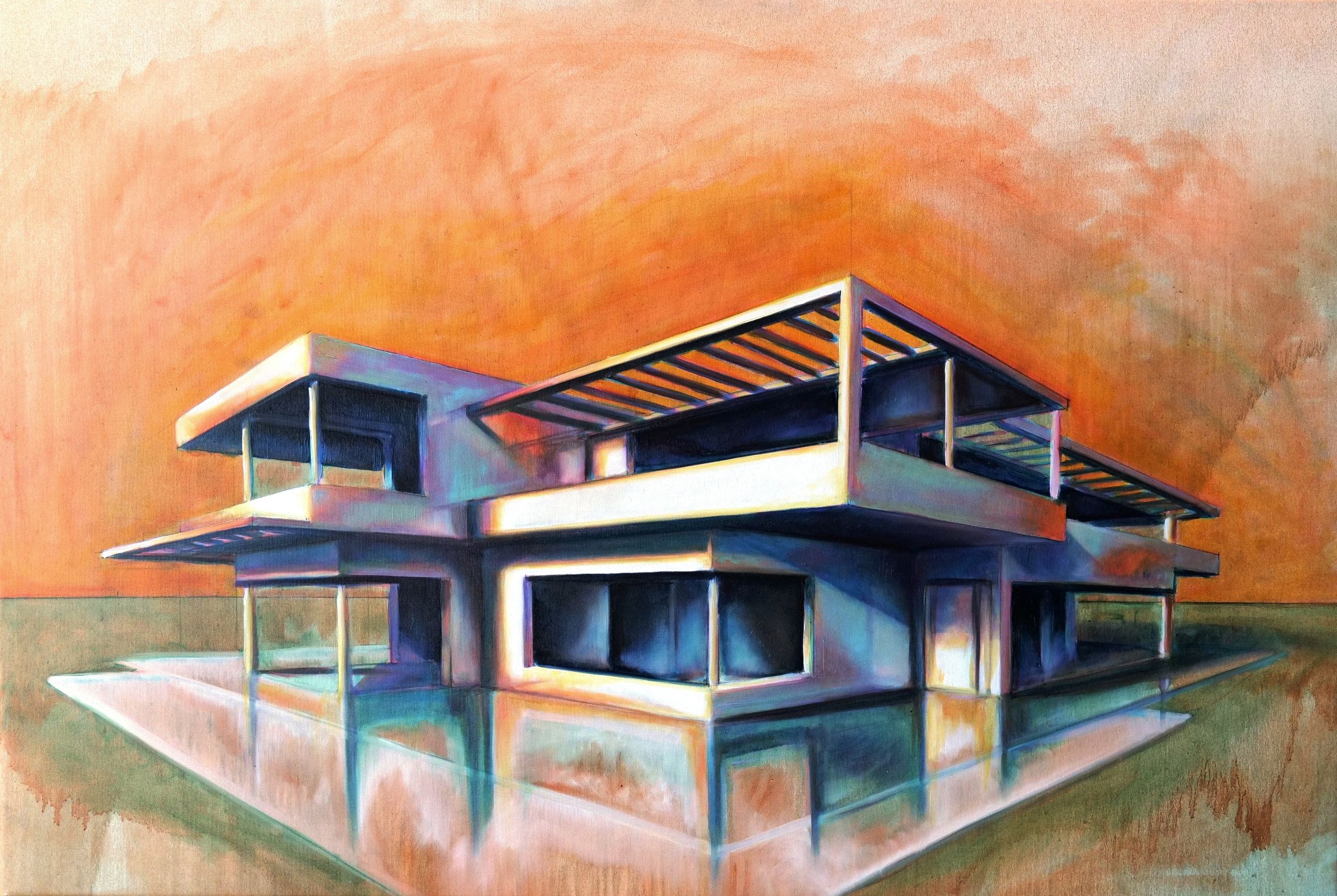 Villa Nr.9, 2019, oil canvas, 70 x 100 x 3,5 cm